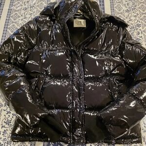 S13 Shiny Black Puffer Jacket Size Small